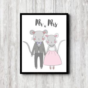 Mr & Mrs Cartoon Mouse Sign