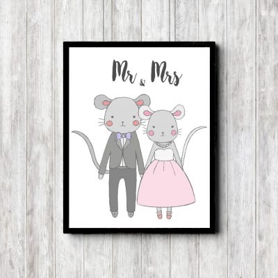 Mr & Mrs Cartoon Mouse Sign