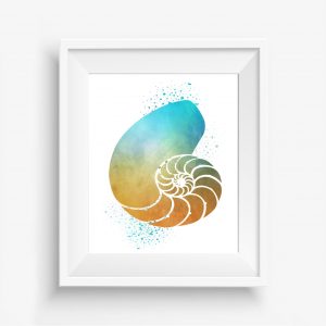 Yellow & Turquoise Nautilus Shell Printable
