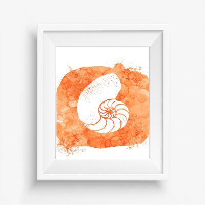 Orange Watercolor Nautilus Printable