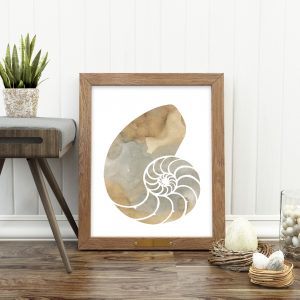 Beige Watercolor Nautilus Shell Printable