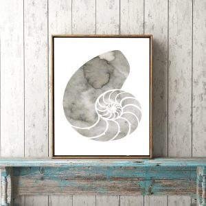 Gray Watercolor Nautilus Shell Printable