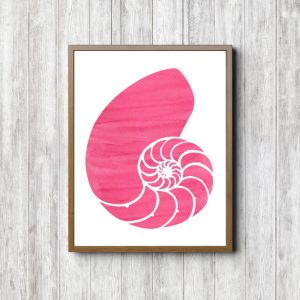 Pink Watercolor Nautilus Shell Printable