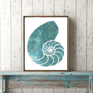 Teal Watercolor Nautilus Shell Printable