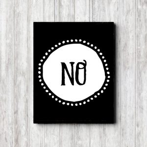 NO - Black Printable Poster