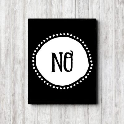 NO - Black Printable Poster