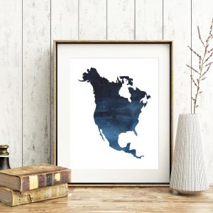 Blue American Continent Printable