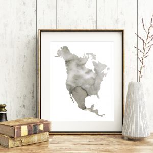 Gray North America Continent Printable