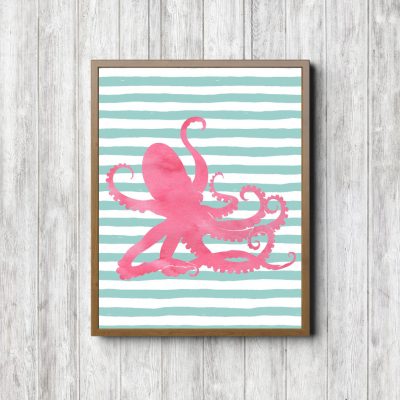 Pink & Mint Nautical Octopus Printable