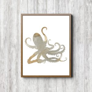 Beige Watercolor Octopus Printable