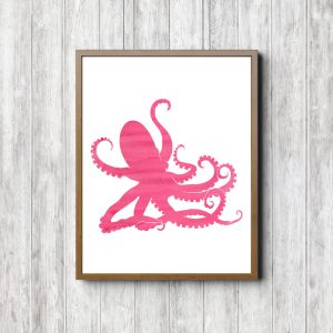Pink Watercolor Octopus Printable