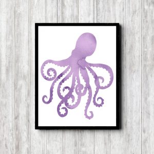 Lavender Watercolor Octopus Printable