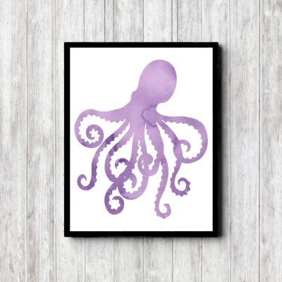 Lavender Watercolor Octopus Printable