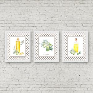 Green Olives & Oil Watercolor Printables