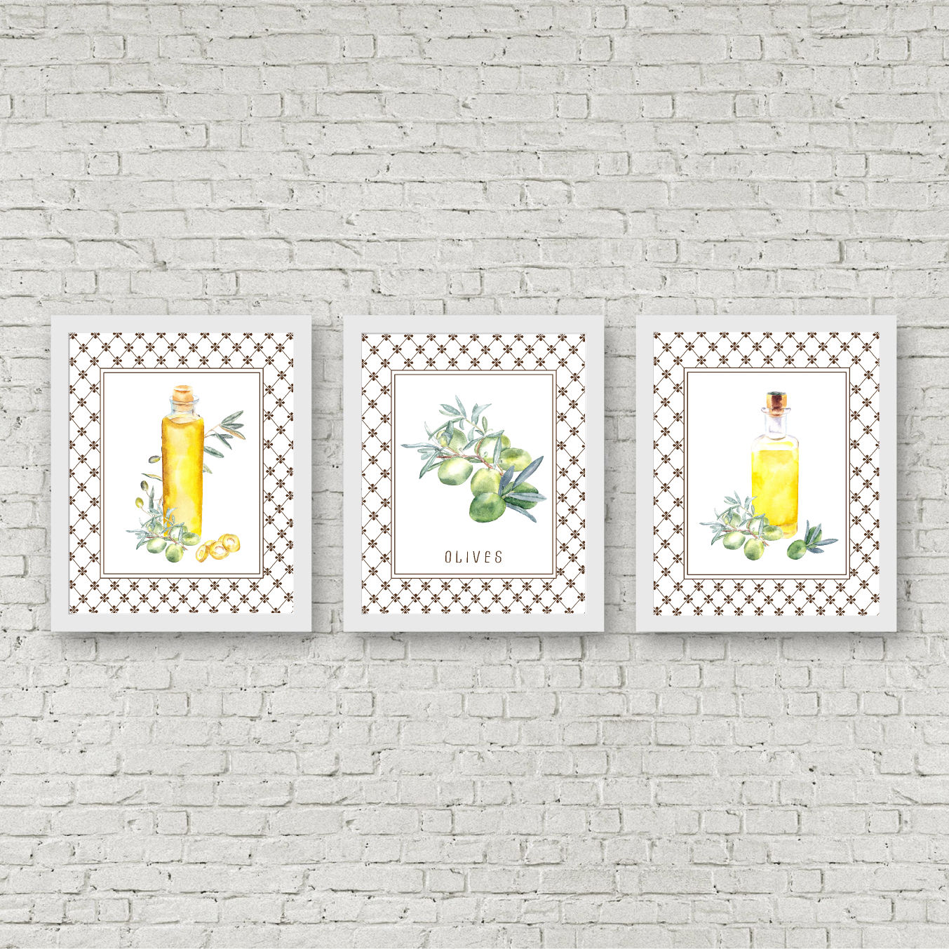 Green Olives & Oil Watercolor Printables