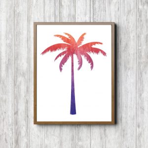 Orange & Purple Ombre Palm Tree
