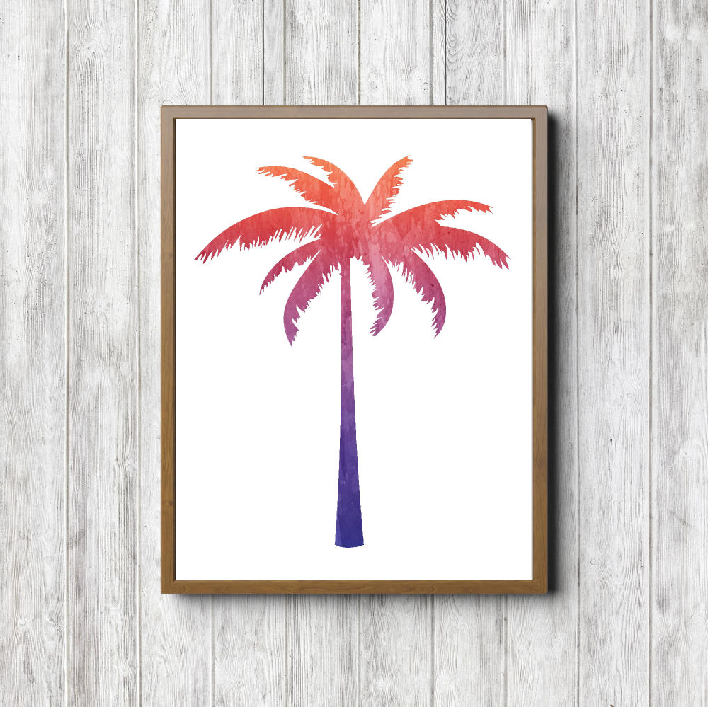 Orange & Purple Ombre Palm Tree