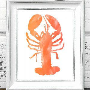 Orange Watercolor Lobster Printable