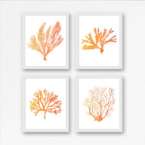4 Orange Watercolor Seaweed Printables