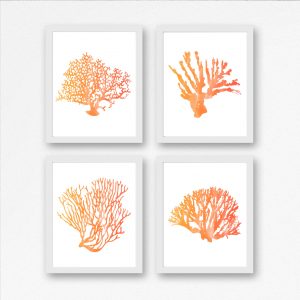 Orange Watercolor Ocean Coral Printables