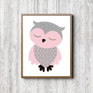 Pink & Gray Nursery Owl Printable