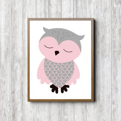 Pink & Gray Nursery Owl Printable