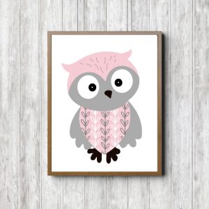 Pink & Gray Baby Owl Printable
