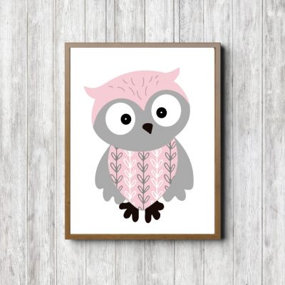 Pink & Gray Baby Owl Printable