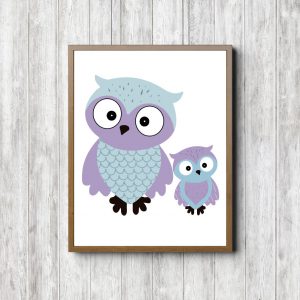 Purple Mother & Baby Owl Printable