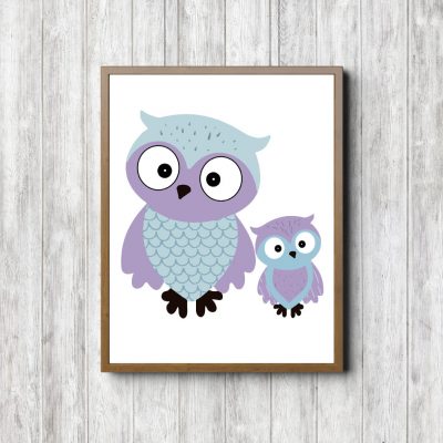 Purple Mother & Baby Owl Printable
