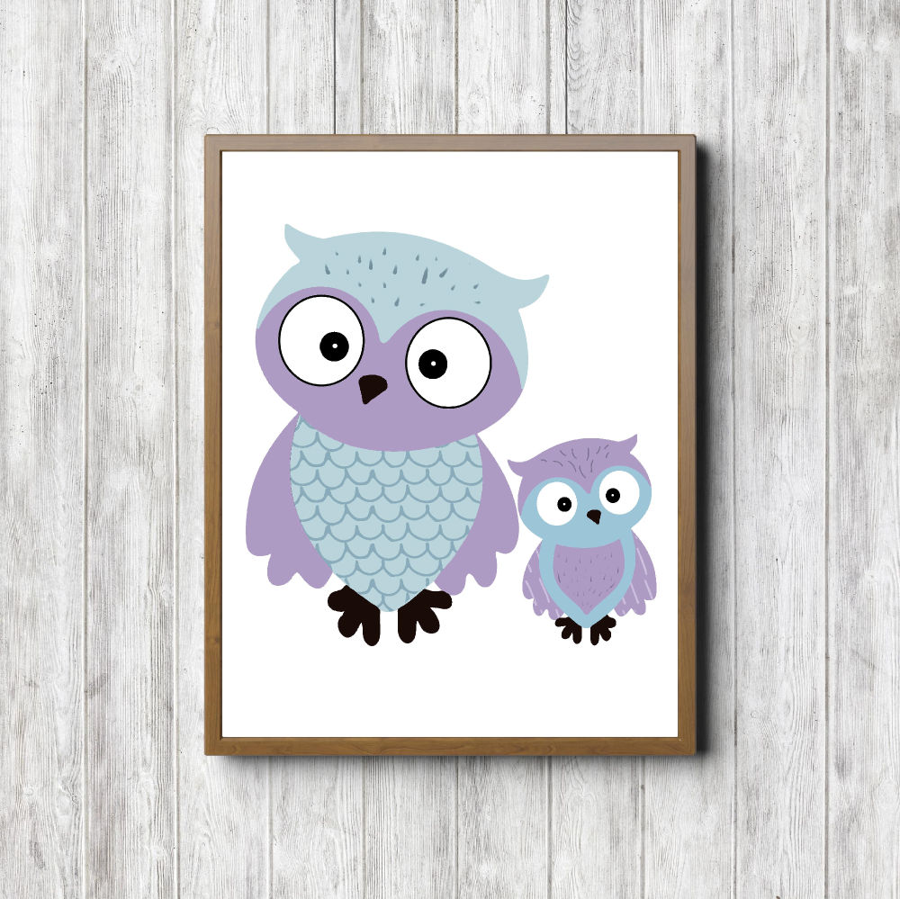 Purple Mother & Baby Owl Printable