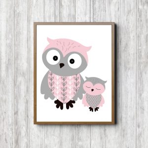 Pink Mother & Baby Owl Printable