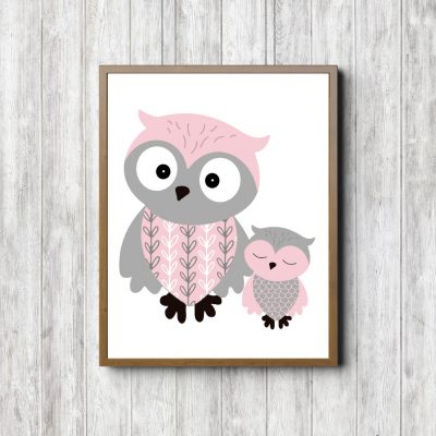 Pink Mother & Baby Owl Printable
