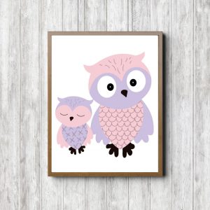 Lavender Mother & Baby Owl Printable