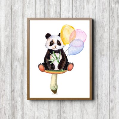 Printable Birthday Panda On Mushroom