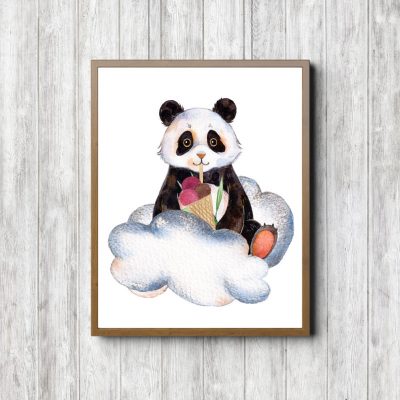 Panda Eating Ice Cream Printable