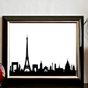 Black Paris Skyline Printable