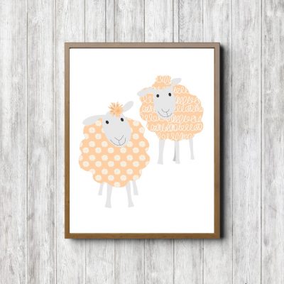 Peach Patterns Sheep Printable