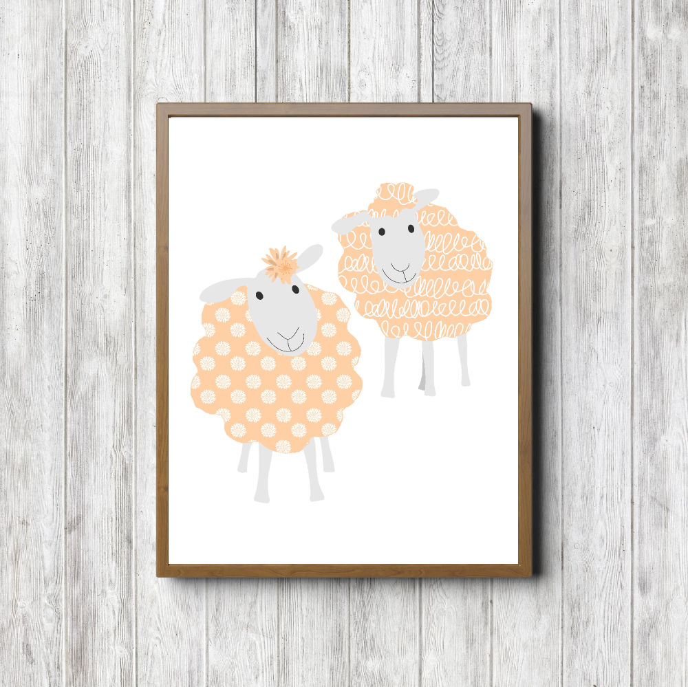 Peach Patterns Sheep Printable