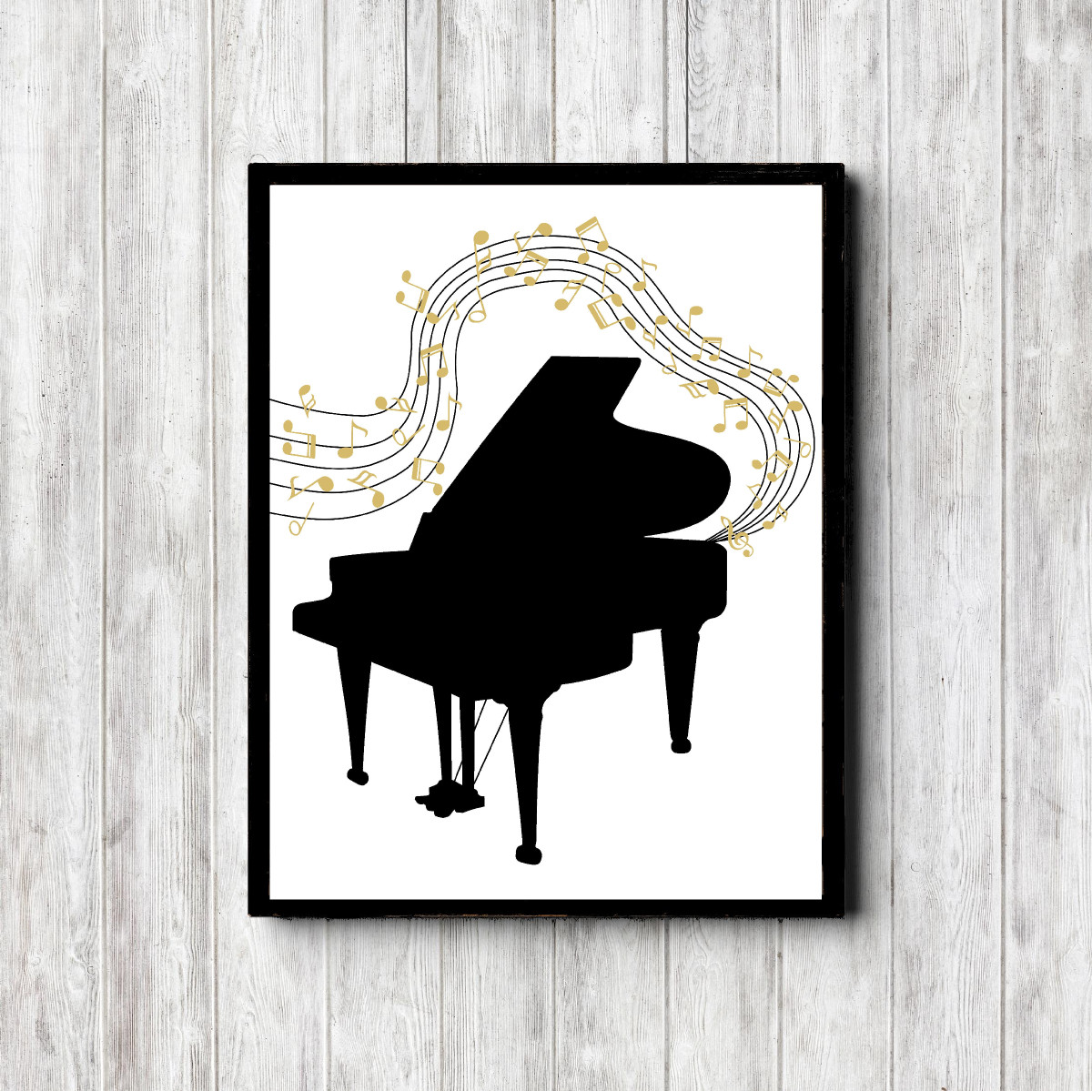 Black Piano & Gold Notes Printable