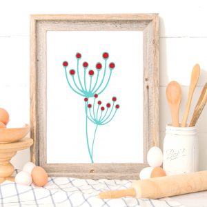 Aqua Pincushion Flower Wall Art Print