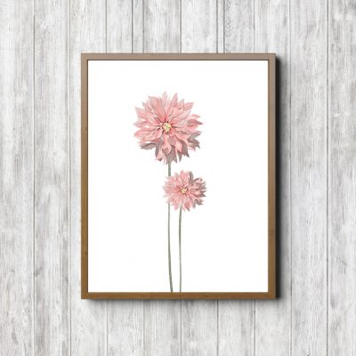 Pink Dahlia Flowers Watercolor Printable
