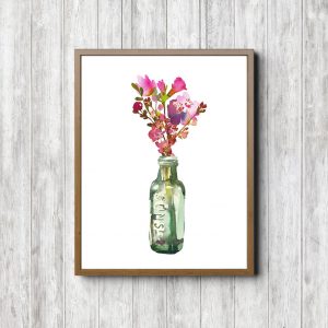 Pink Bouquet Printable Bathroom Poster