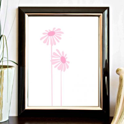 Pink Minimalist Girls Room Flowers