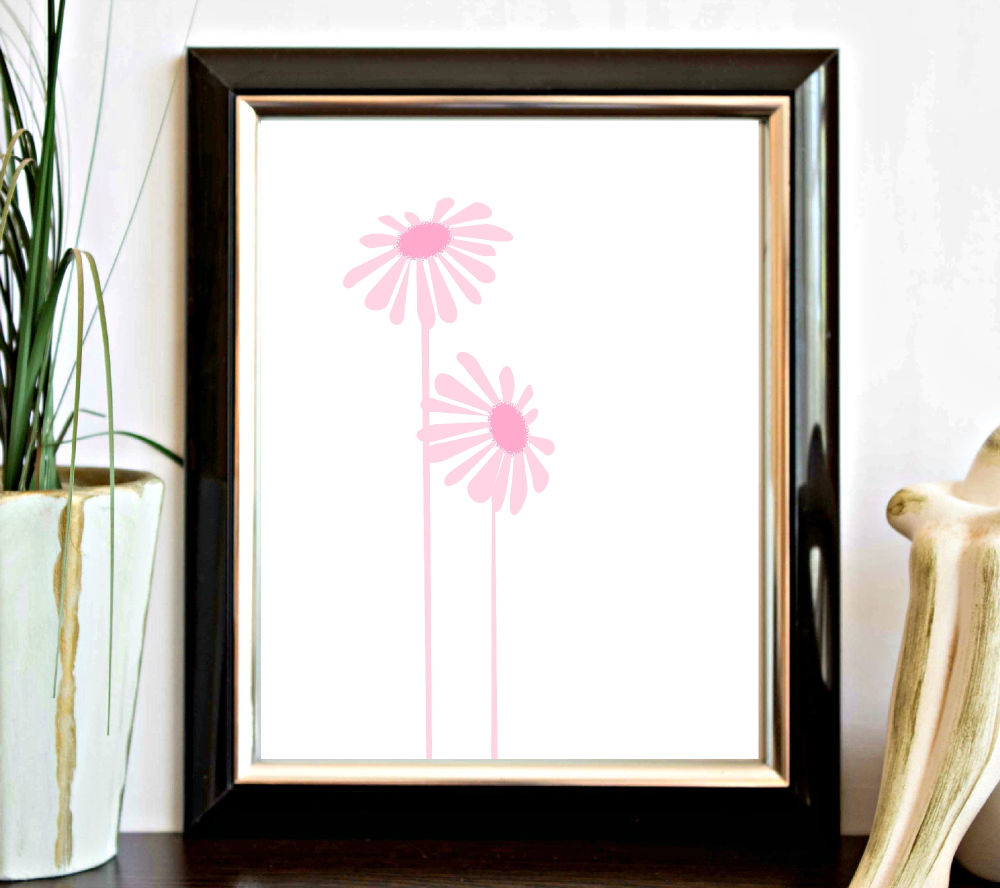 Pink Minimalist Girls Room Flowers