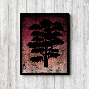 Printable Pink Tree Silhouette