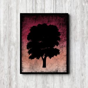 Pink Printable Tree Silhouette