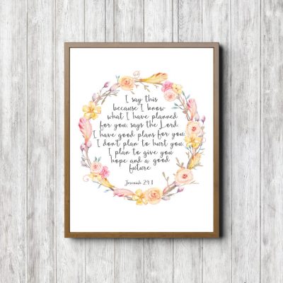Jeremiah 29:11 Pink Wreath Scripture