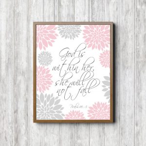 Psalm 46:5 Pink Flowers Printable