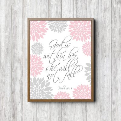 Psalm 46:5 Pink Flowers Printable
